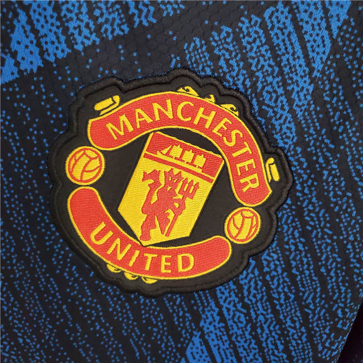 Manchester United 21-22 Kit Third Blue Soccer Jersey Football Shirt - Click Image to Close